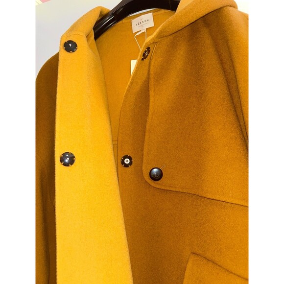 Sezane Dudley Cape Women’s Hooded OS NWT Mustard Wool - Picture 5 of 12